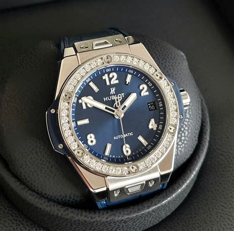 hublot big bang one click steel blue diamonds